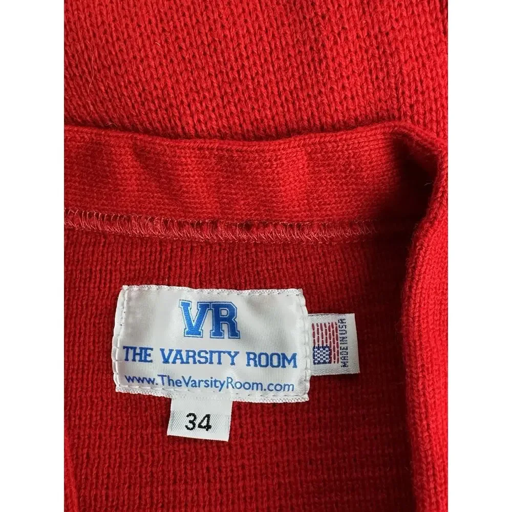 The Varsity Room high School Red Tennis Letterman Cardigan Sweater Size 34